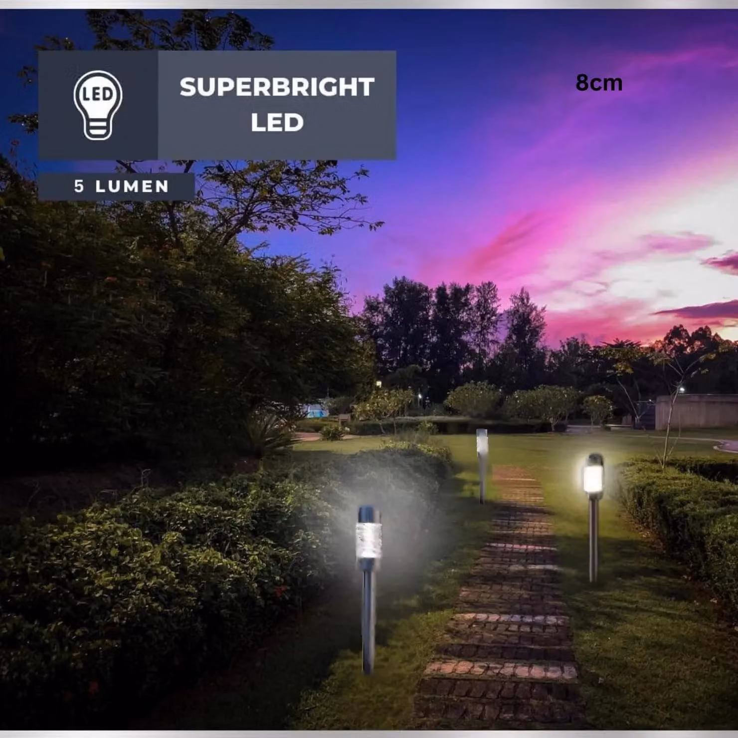 Marco Paul 3 Pack of Silver Stainless Steel Solar Powered LED Stake Lights, Height: 58 cm – 5