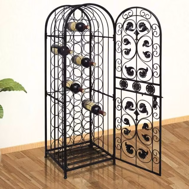 Berkfield Home Classic Metal Wine Rack for 45 Bottles in Matt Black