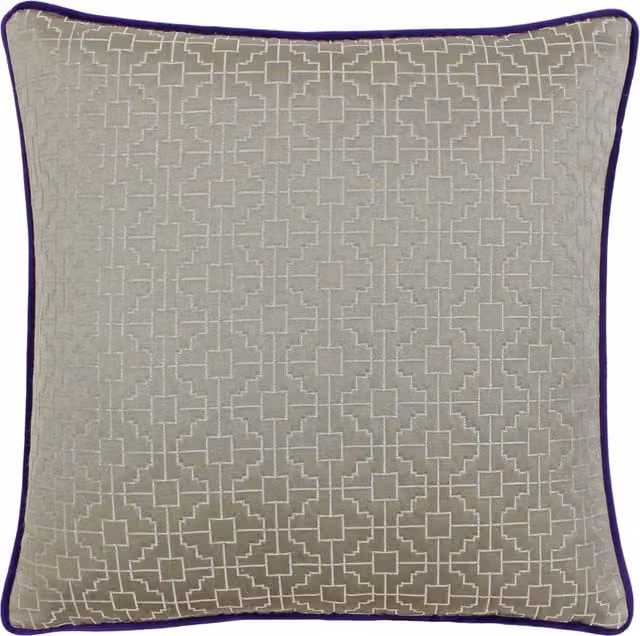 Paoletti Belsize Jacquard Square Cushion in Taupe and Purple