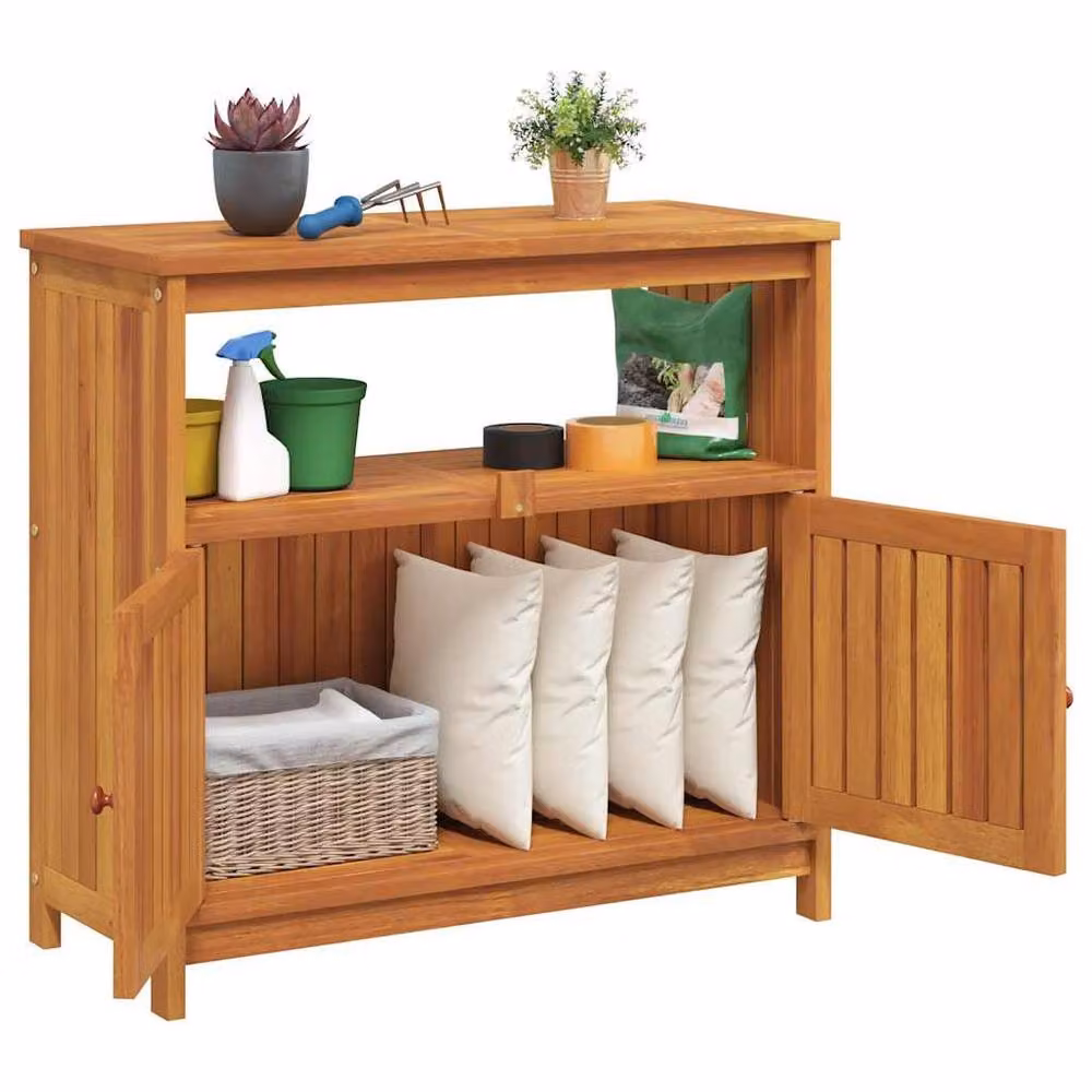 Berkfield Home Rustic Acacia Wood Garden Console Table, Brown, W: 80 cm, D: 35 cm, H: 75 cm – 3