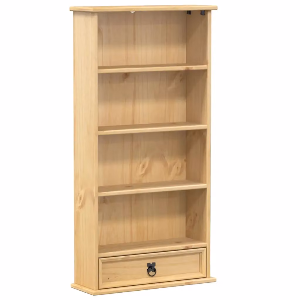 Berkfield Home Corona CD Cabinet in Brown Solid Wood Pine, W: 52 cm, D: 17.5 cm, H: 103 cm – 2