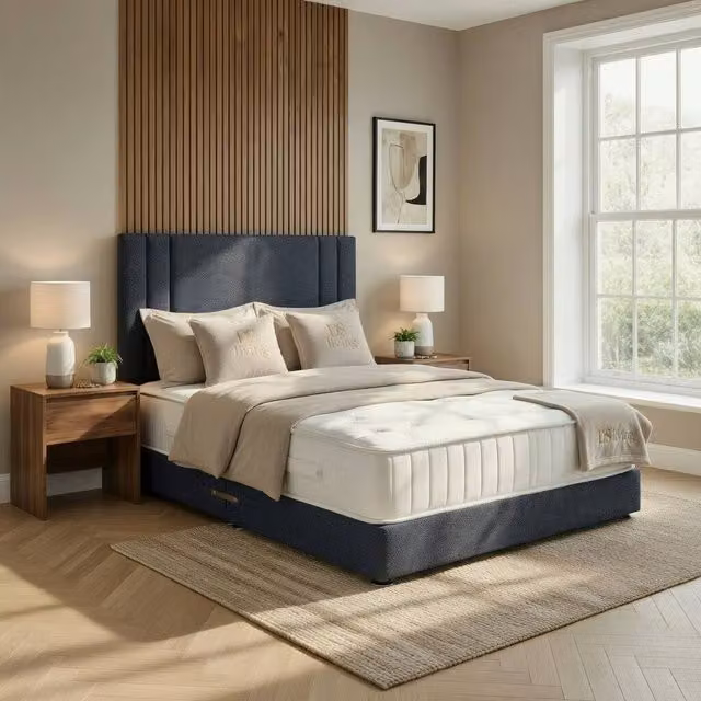 DS Living Velora Upholstered Fabric Divan Bed Frame in Grey, W/D: 180 x 200 cm