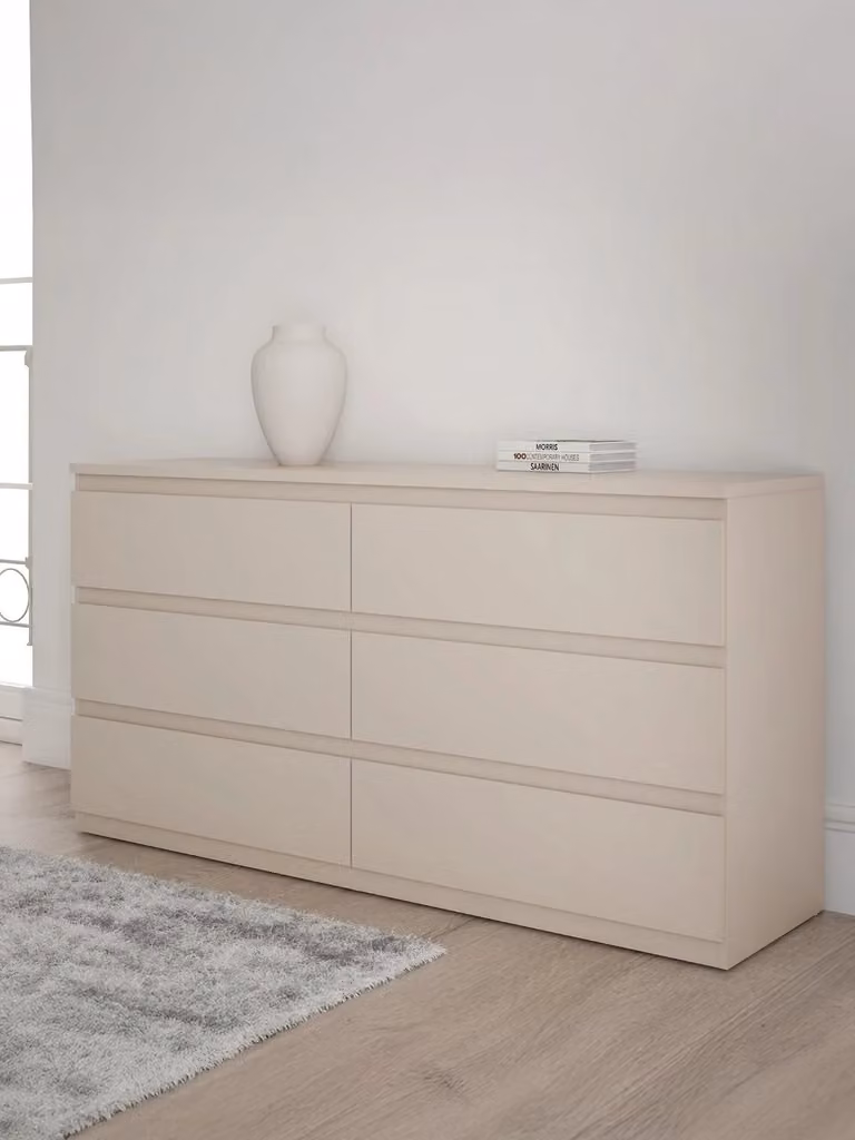 Lisson 6 Drawer Chest in Beige