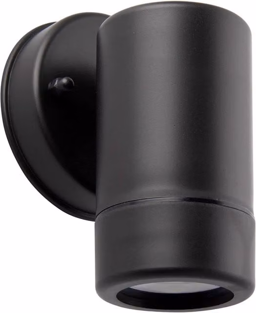 Loops Black IP44 Outdoor Wall Downlight with Dimmable 7W GU10 LED and Transparent Polycarbonate Cover
