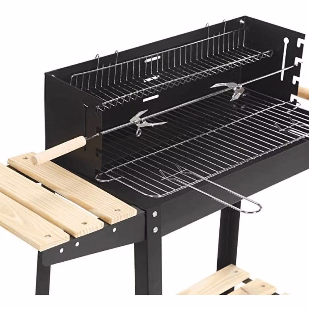 NESTLUNE Charcoal BBQ Grill in Black with Chrome Plated Iron and Wheels, W/D/H: 100 x 15 x 15 cm – 4