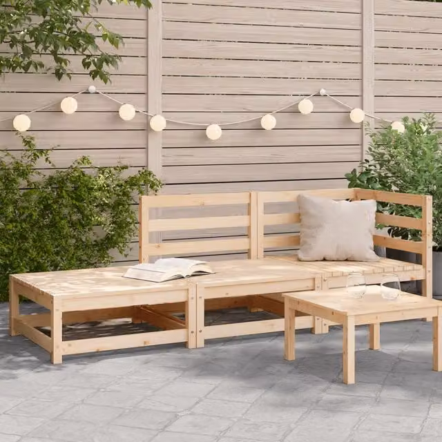 Berkfield Home 2-Seater Rustic Solid Pine Garden Sofa with Footstool in Brown