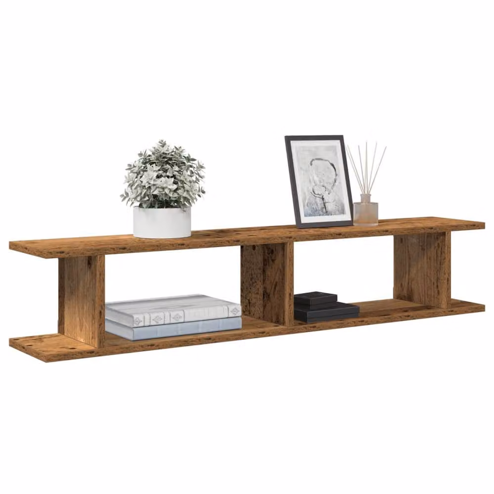 Berkfield Home Durable Wall Shelves, 2 Pack, Brown Old Wood, W/D/H: 105 x 20 x 18 cm – 2