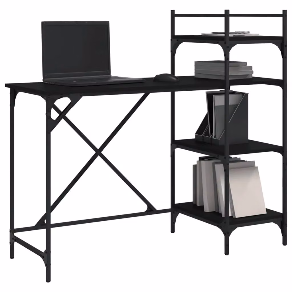 Berkfield Home Computer Desk with Shelves in Black, W/D/H: 120 x 47 x 109 cm – 3