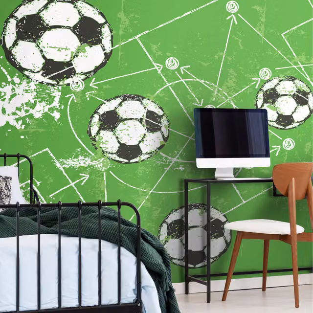 Origin Murals Football Grunge Texture Abstract Sporty Wall Mural in Green