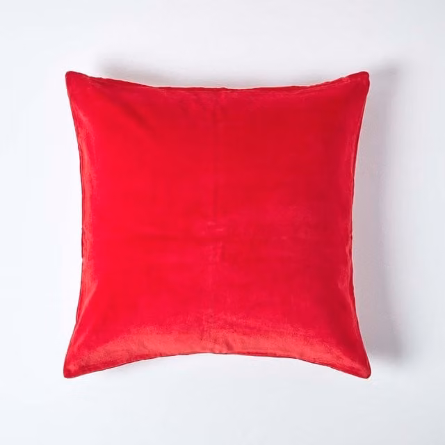 Homescapes Red Velvet Square Cushion Cover, W/D/H: 60 x 60 x 60 cm