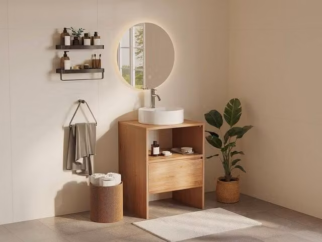 Vente-unique CAVIZO Solid Oak Vanity Unit in Light Oak – 1