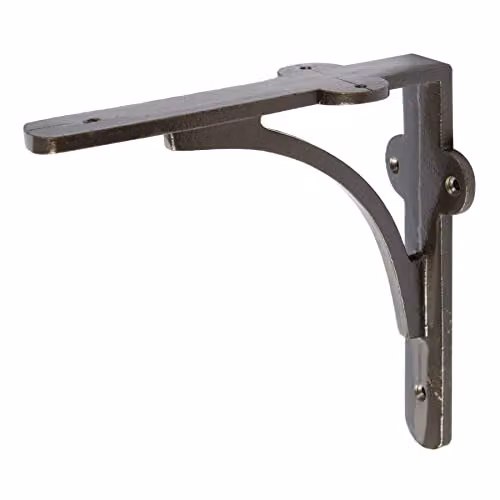 Hammer and Tongs Curved Iron Shelf Bracket in Grey and Raw, D150mm