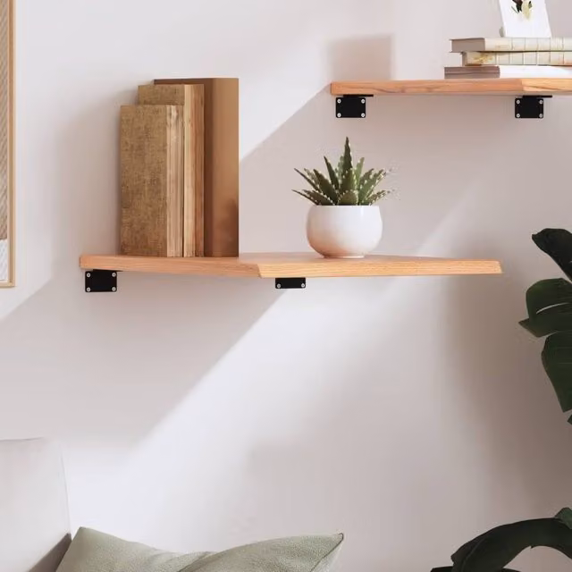 Berkfield Home Wall Mounted Oak Shelf, Light Brown, W: 60 cm, H: 40 cm, D: 2 cm – 1