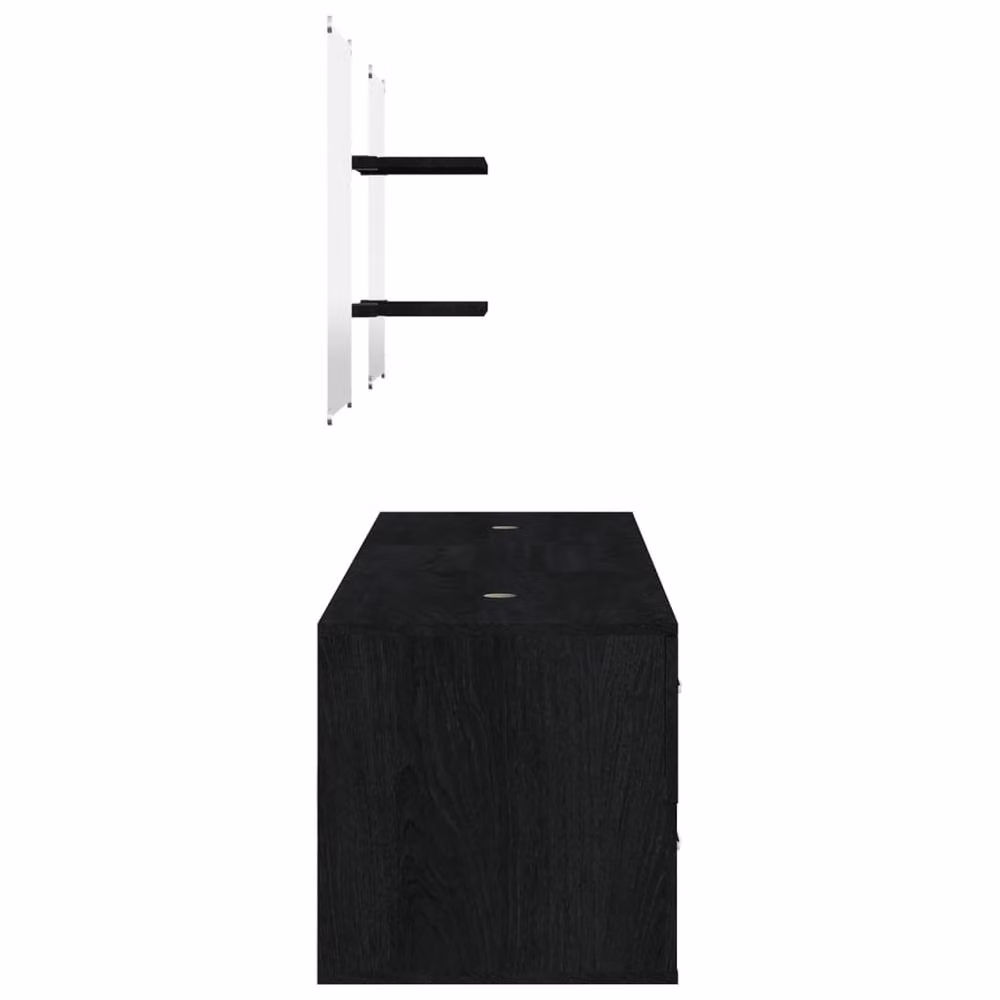 Berkfield Home Modern 5 Piece Black Matt Bathroom Furniture Set with Vanity Unit, Wall Cabinet and Mirror Cabinet – 3