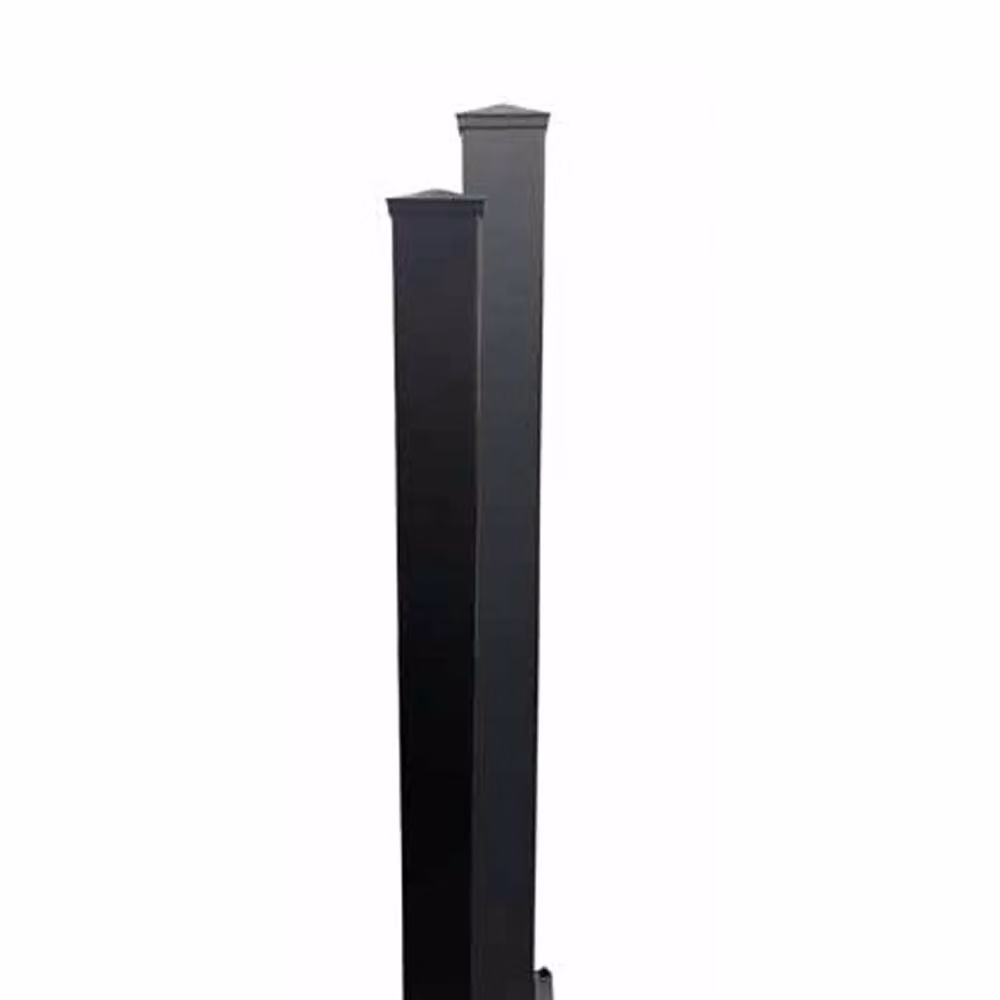 Ready Made Gates Black Matt Aluminium Square Bolt Down Flanged Post W: 10 cm, D: 10 cm, H: 300 cm – 2