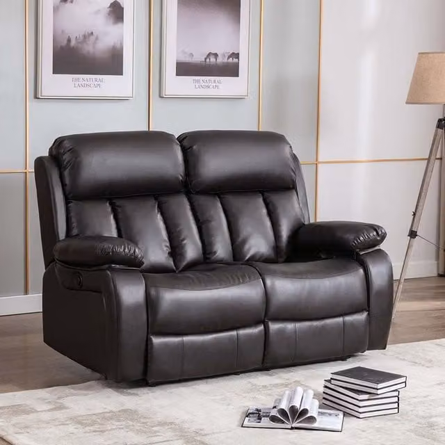More4Homes Chester 2 Seater Electric High Back Bonded Leather Recliner Sofa in Brown, W/D/H: 157 x 92 x 108 cm