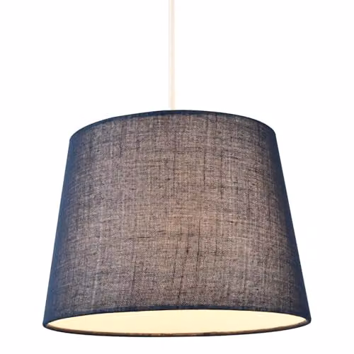 Happy Homewares Modern Blue and White Fabric Cylinder Drum Lamp Shade W/D/H: 25 x 18 x 25 cm – 2