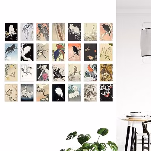 Artery8 50 Piece Japanese Art Collage Kit featuring Ohara Koson Woodblock Painting Prints, Multicolour Paper Poster Collection, W: 14.8 cm, H: 10.5 cm – 3