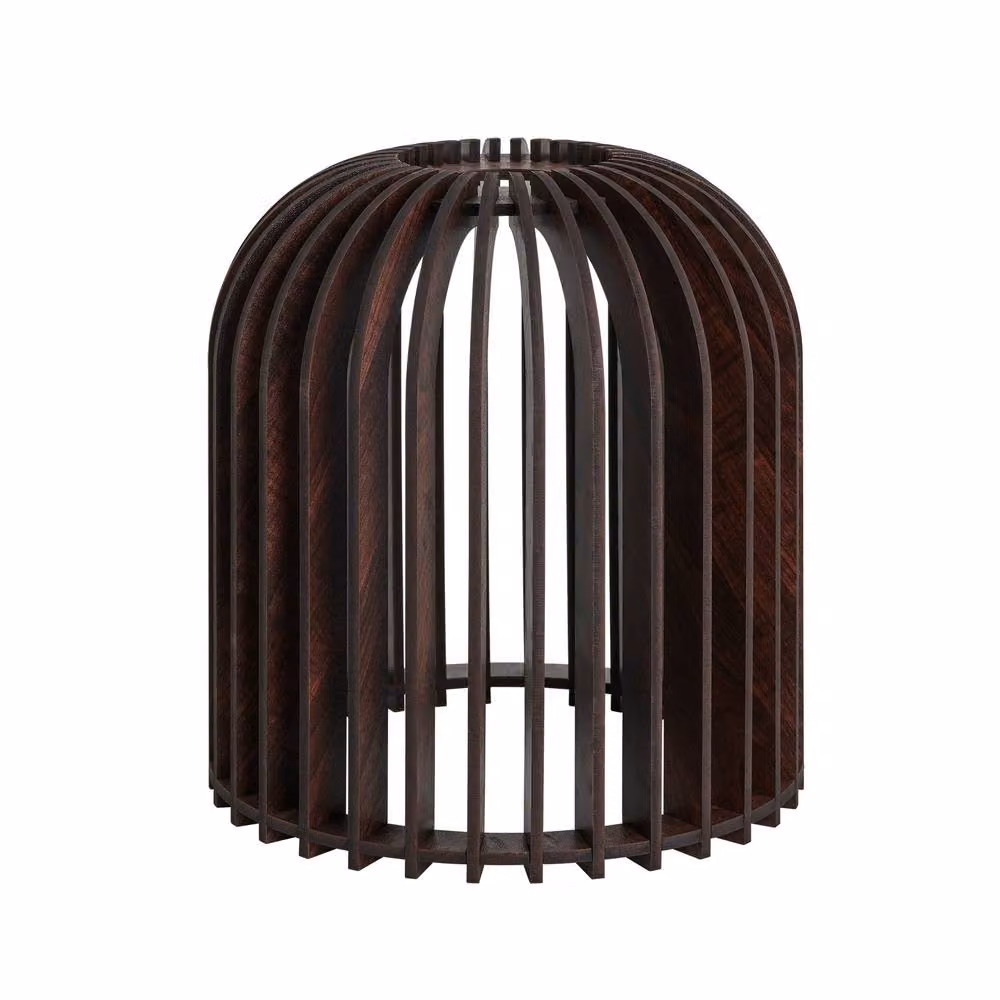 Industville Rift Slatted Wooden Cone Pendant Light in Bronze – 3