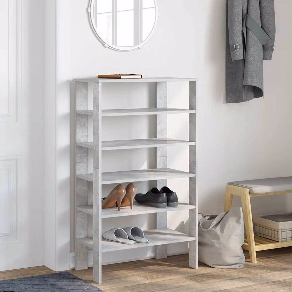 Berkfield Home Concrete Oak Shoe Rack in Grey, W/D/H: 61 x 32 x 105 cm – 2