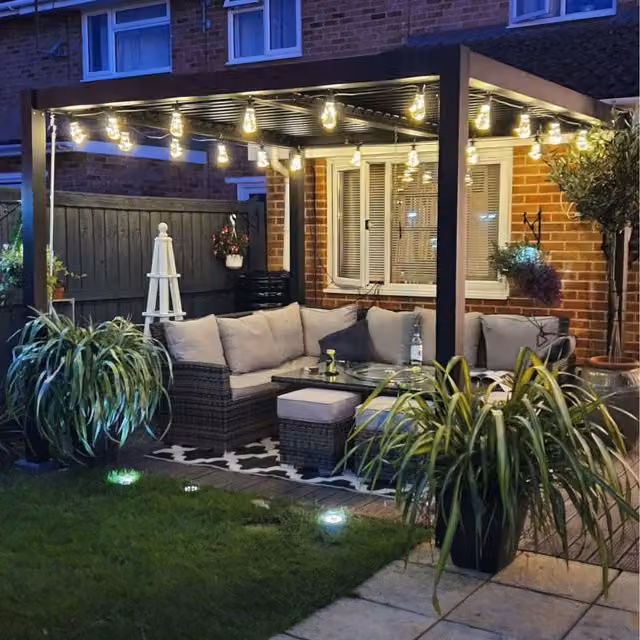 Primrose Living Deluxe Veranda with Louvered Shutter Roof in Anthracite Grey