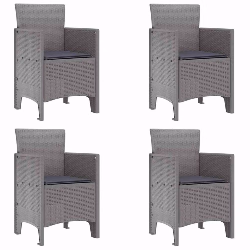 Berkfield Home Modern 5 Piece Garden Dining Set with Light Grey Cushions and Poly Rattan – 3