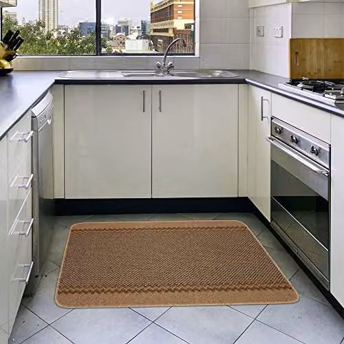 THE RUGS Machine Washable Non-Slip Rectangular Area Rug with Bordered Design in Beige, W: 80 cm, D: 50 cm – 4
