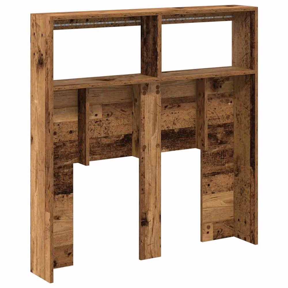 Berkfield Home Headboard Cabinet with Integrated LED Lighting in Old Wood Brown, W/D/H: 100 x 17 x 102 cm – 5