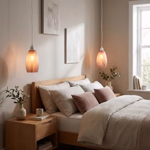 Happy Homewares Modern Brown Marble Effect Glass Cylindrical Pendant Light Shade W/D/H: 20 x 12 x 12 cm – 2