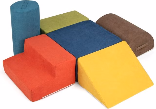 COSTWAY 6-Piece Multicolour Soft Play Stacking Foam Climbing Blocks for Babies