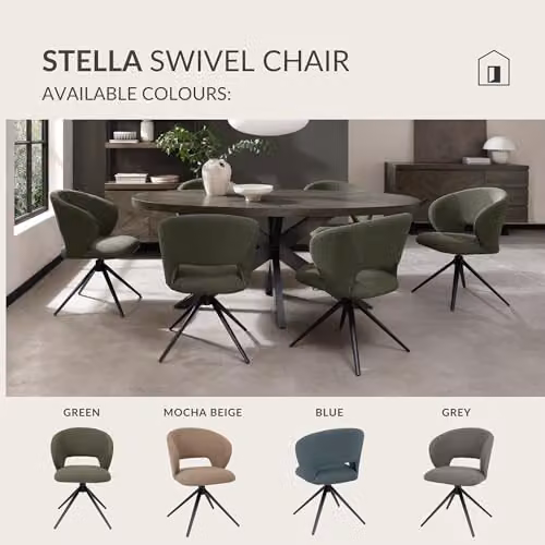 Bentley Designs Stella 360 Swivel Chair in Green Boucle – 3