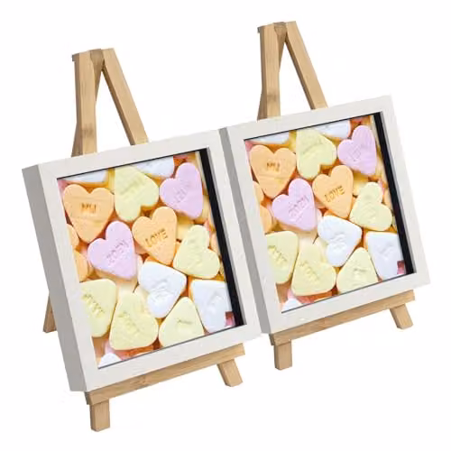 Argon Tableware 6 Piece Wooden Tabletop Easel and Square Photo Frame Set in White and Brown