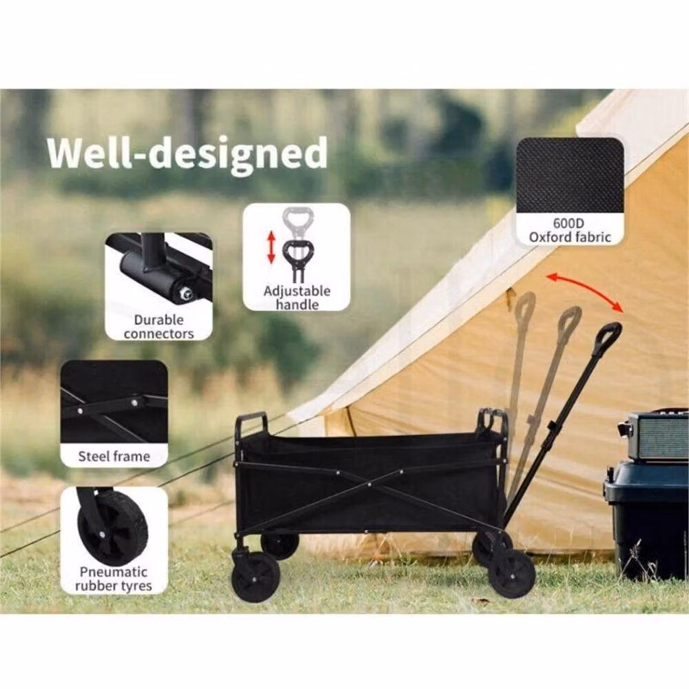 Nordara Folding Pull Along Festival Trolley Cart in Black – 4