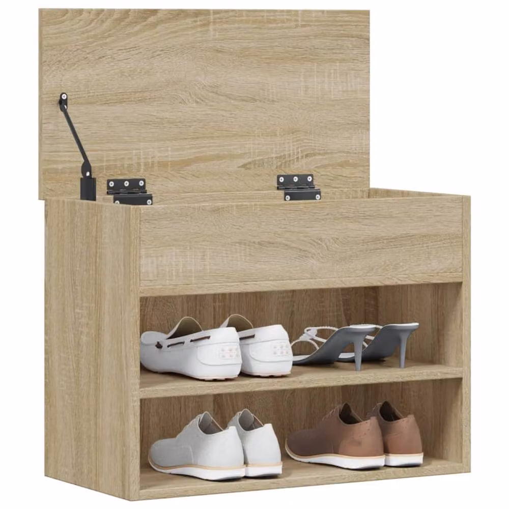 Berkfield Home Sonoma Oak Shoe Bench in Light Tan, W/D/H: 60 x 30 x 45 cm – 3
