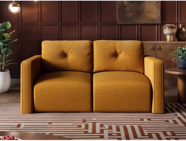 Solace+Co Wilfie 2 Seater Chenille Sofa in Yellow, W: 172 cm, H: 85 cm, D: 98 cm – 1