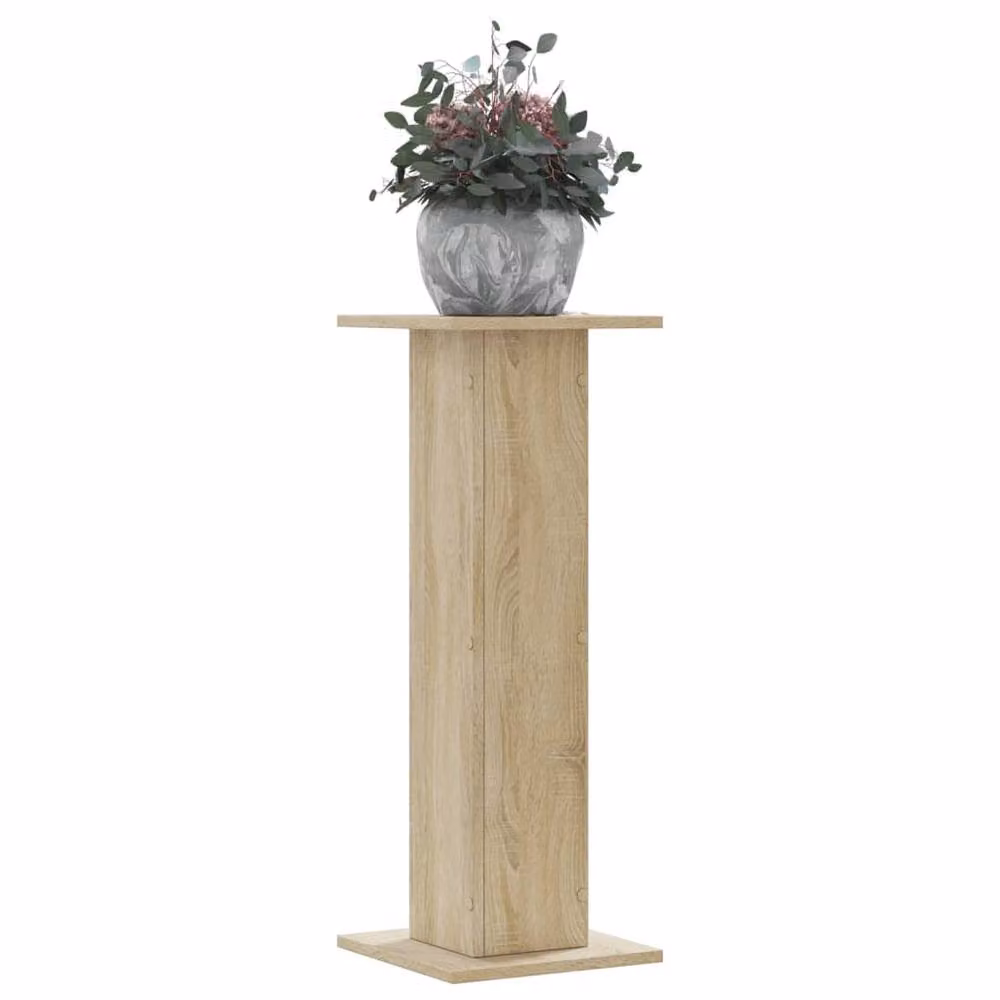 Berkfield Home Set of 2 Square Plant Stands in Sonoma Oak and Beige, W/D/H: 30 x 30 x 80 cm – 2