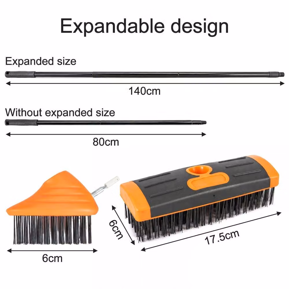 VOGREX 3-in-1 Telescopic Metal Weed Remover and Multicolour Broom Set for Patio, Deck and Paving – 2
