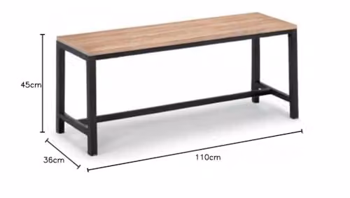Julian Bowen Tribeca Dining Bench in Black and Brown, W: 110 cm, D: 45 cm, H: 36 cm – 3