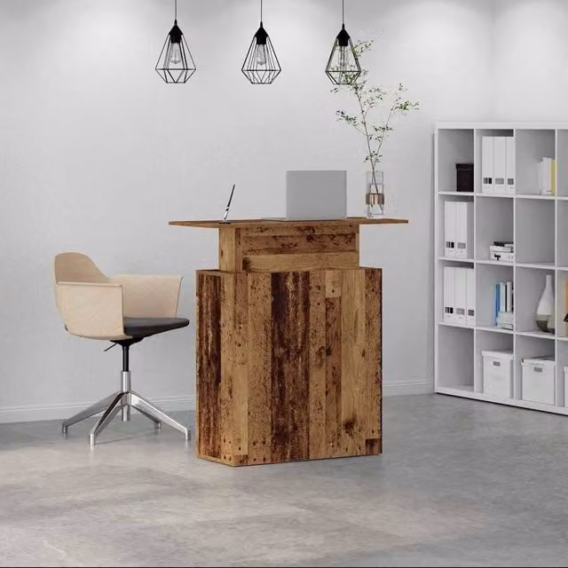 Berkfield Home Old Wood Reception Desk in Brown, W/D/H: 100 x 40 x 104 cm – 1
