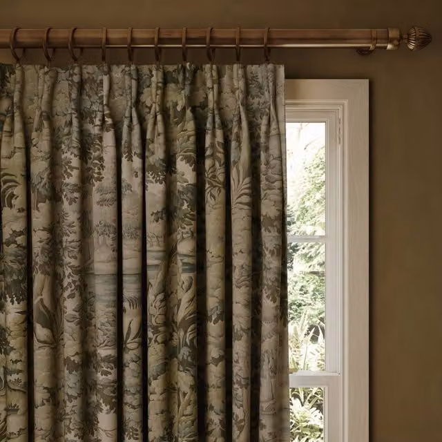 House of Hackney Nature Graphic Cotton Linen Fabric Panel Curtain in Green