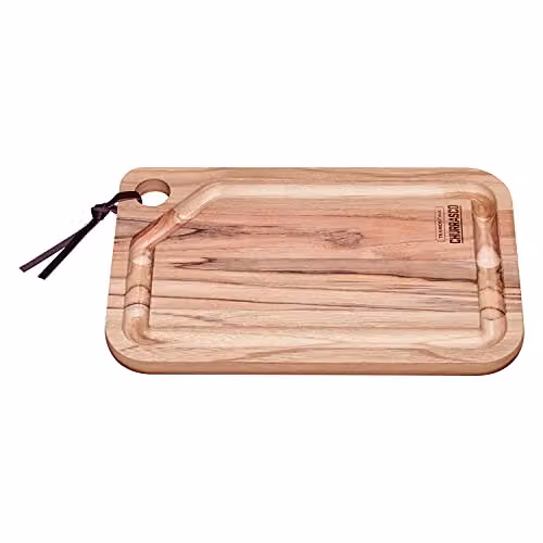 Tramontina Brown Teak Wood Rectangular Chopping Board with Groove, W: 24 cm, H: 1.8 cm – 2