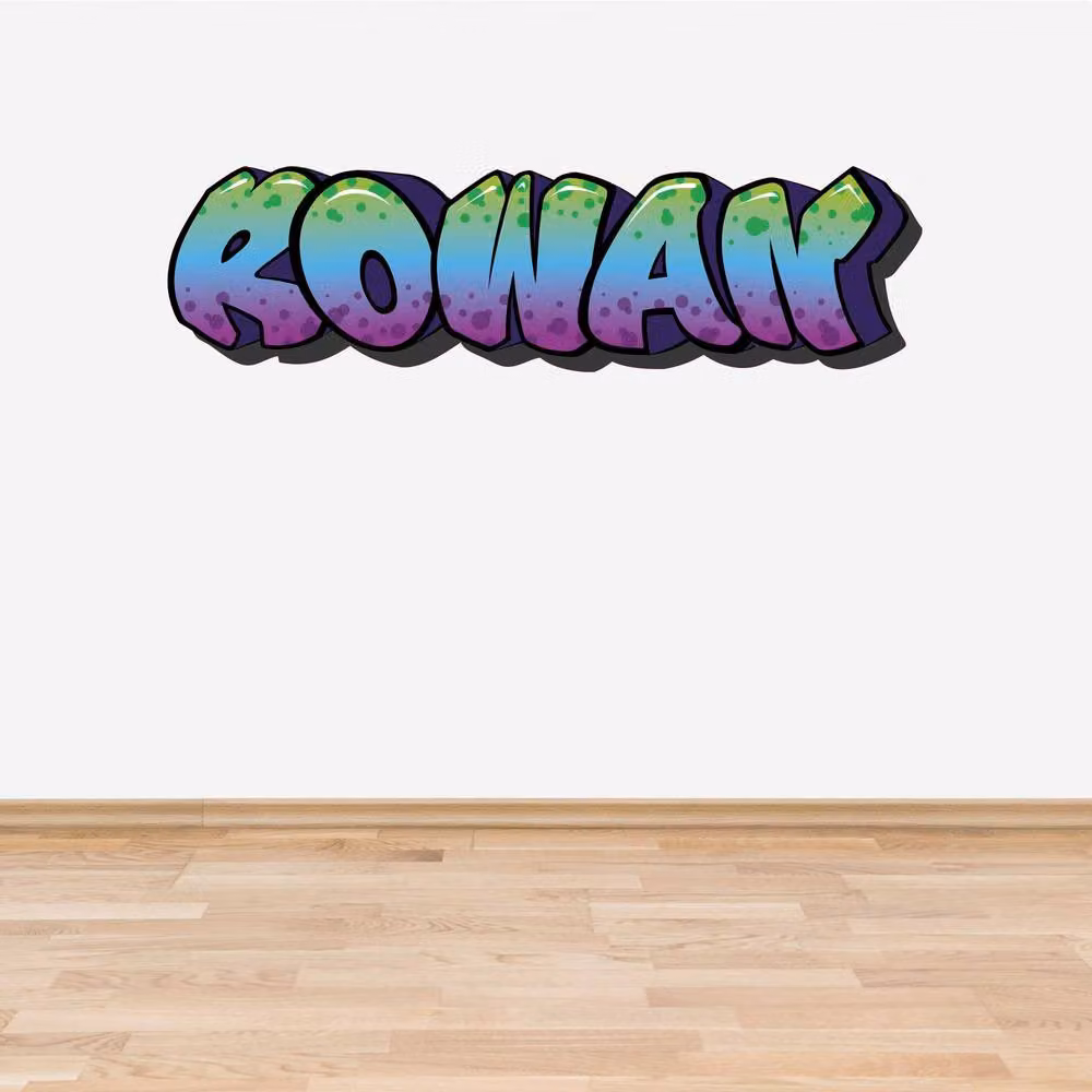 60 SECOND MAKEOVER Personalised Graffiti Name Wall Sticker Decal in Purple, Green and Blue, Width: 150 cm – 2