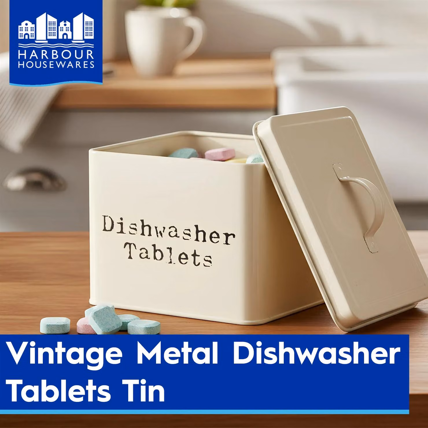 Harbour Housewares Dishwasher Tablet Storage Tin in Beige – 3
