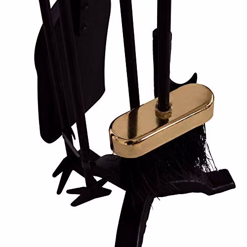 Fire Vida 5 Piece Buxton Fireplace Companion Set in Black and Gold – 6