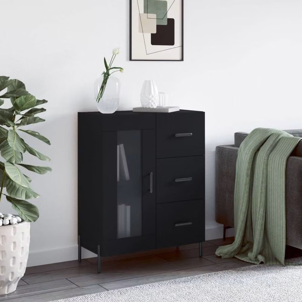 Berkfield Home Modern Black Sideboard W/D/H: 69.5 x 34 x 90 cm – 2