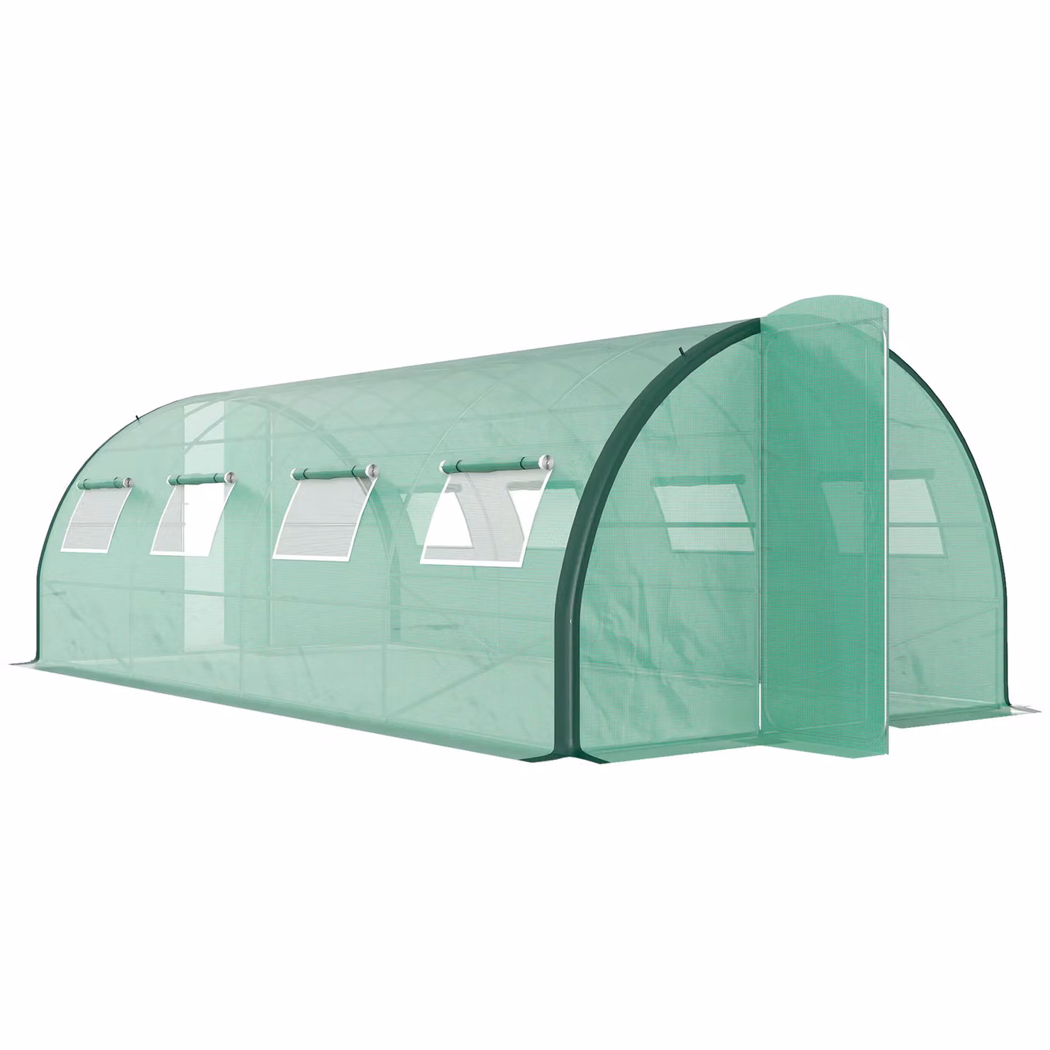OUTSUNNY Green Tunnel Greenhouse with Hinged Doors and Windows, W: 600 cm, D: 300 cm, H: 200 cm – 2