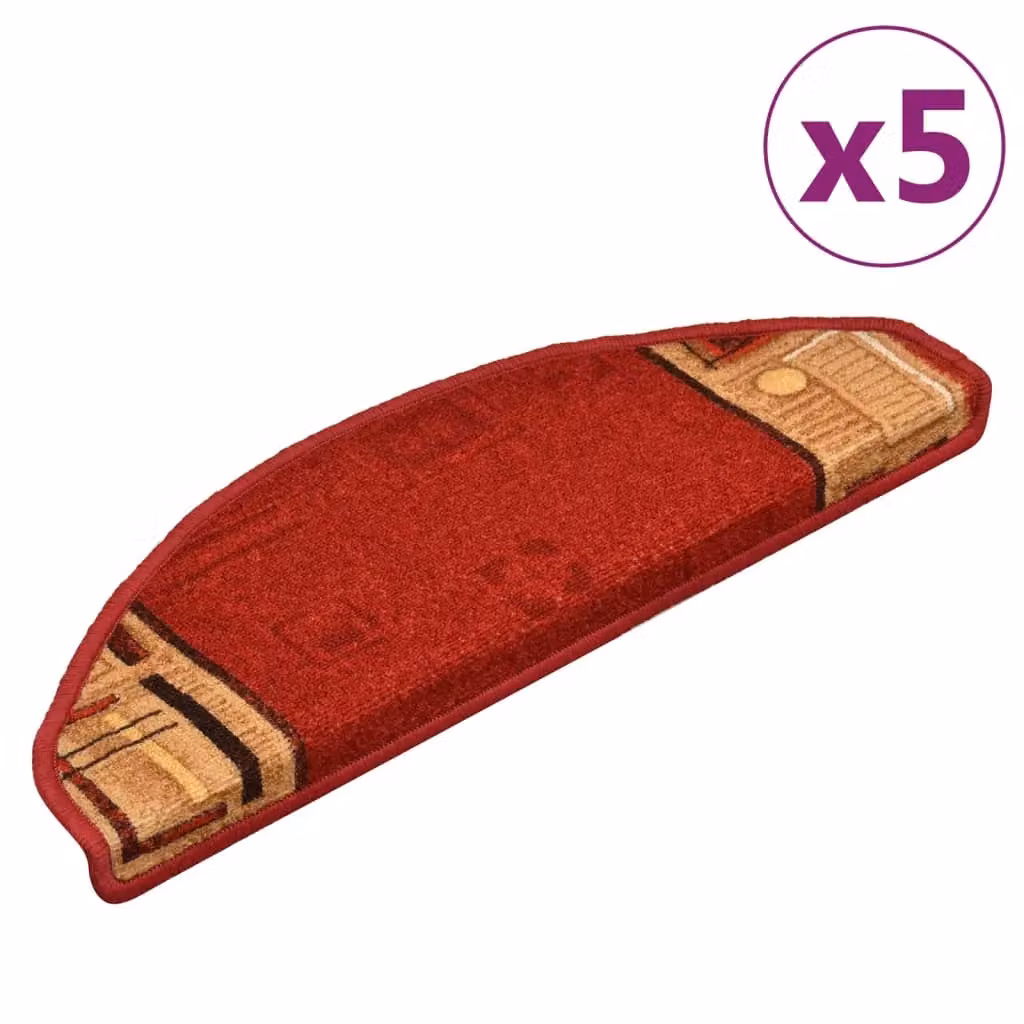 Berkfield Home Self-adhesive Stair Mats, 5 Pack, Red, W/D/H: 65 x 21 x 4 cm – 2