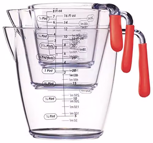 KitchenCraft Colourworks 3 Piece Red Transparent Acrylic Nesting Measuring Jug Set, W/D/H: 18 x 10.4 x 16 cm – 1