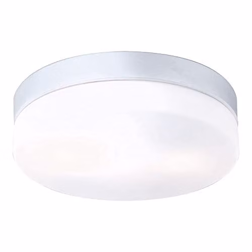 Globo Lighting Modern Round Silver Aluminium and Glass Outdoor Ceiling Lamp IP44 with E27 Energy Saving Bulb
