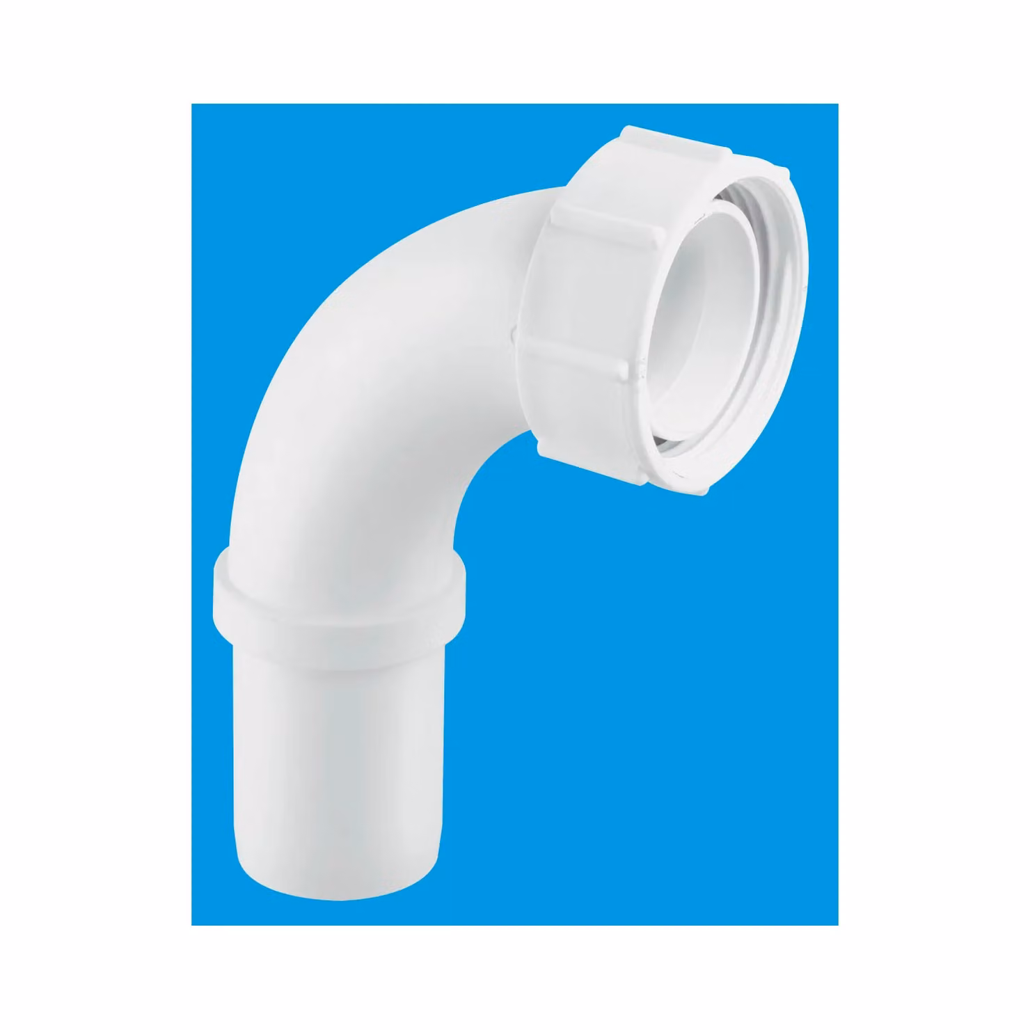 McAlpine T5 1.5 inch Pushfit 90 degree Knuckle Overflow Bend with BSP Coupling Nut in White – 2